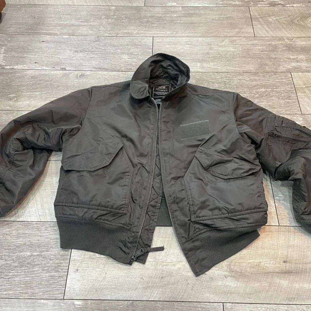 Alpha Industries CWU-45/P Flight Jacket L Olive Green Military Bomber Aviator - Picture 7 of 11